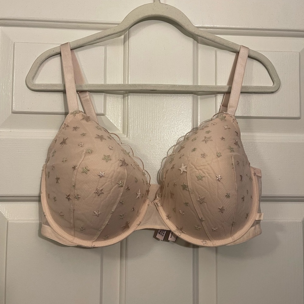 Victoria's Secret Gold and Pink Stars Bra
